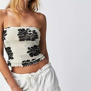 Free People Top poppy tube crop Cream (small) smocked strapless preppy feminine